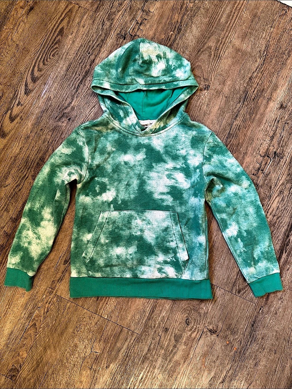 H&M Basic Tie-Dye Hoodie Boys Green & White Size 6-8Y